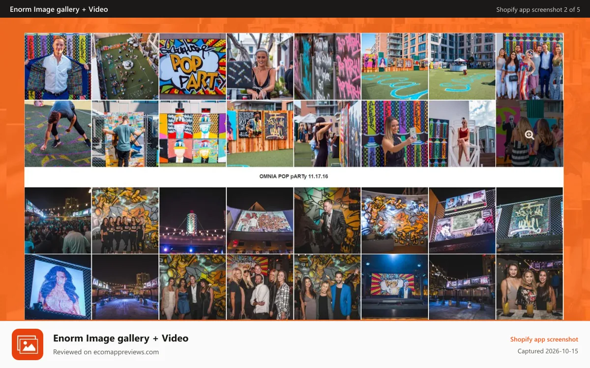 Enorm Image gallery + Video Shopify app screenshot: Enormapps Square gallery without gutter - Image gallery