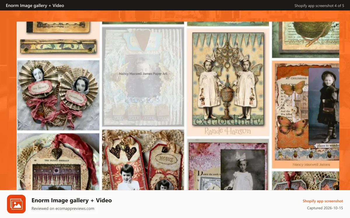 Enorm Image gallery + Video Shopify app screenshot: Image gallery + lookbook gallery + Video Gallery