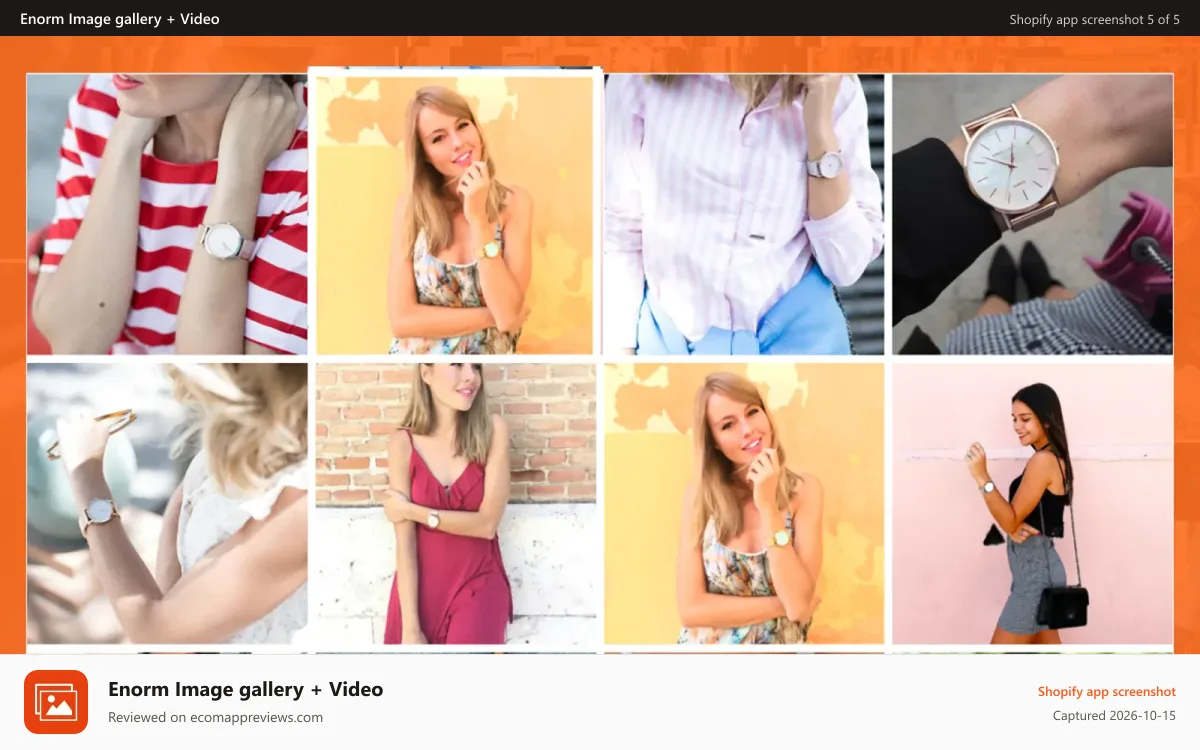 Enorm Image gallery + Video Shopify app screenshot: Enormapps Masonry Image Gallery - Image gallery + lookbook
