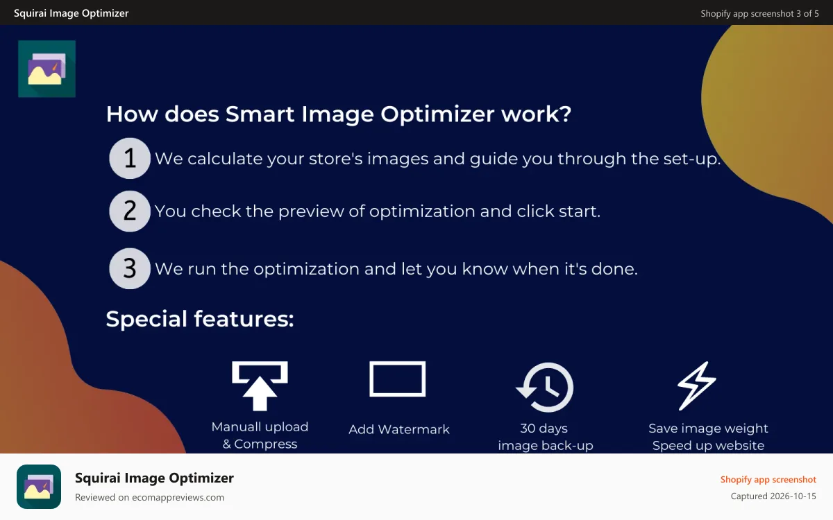 Squirai Image Optimizer Shopify app screenshot: How does Smart Image Optimizer work?