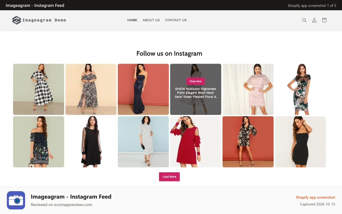 Imageagram ‑ Instagram Feed Shopify app screenshot: instagram galley, instafeed, instagram feed