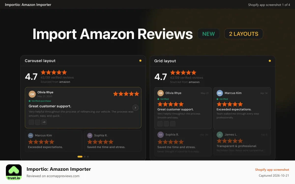 Importio: Amazon Importer Shopify app screenshot: Import Amazon Products to Shopify