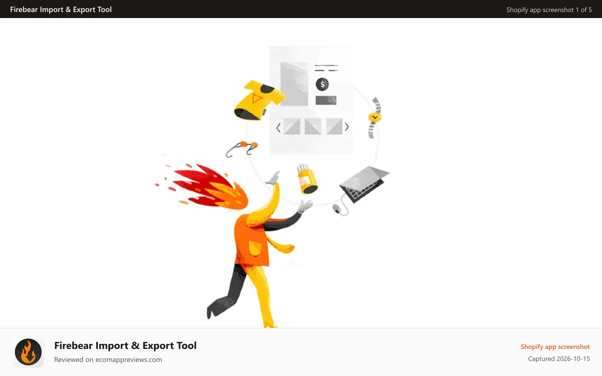 Firebear Import & Export Tool Shopify app screenshot: Firebear Improved Import, Export & Mass Actions for Shopify