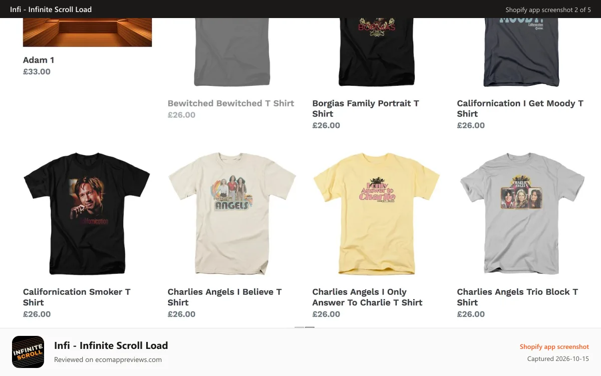 Infi ‑ Infinite Scroll Load Shopify app screenshot: Loading additional products