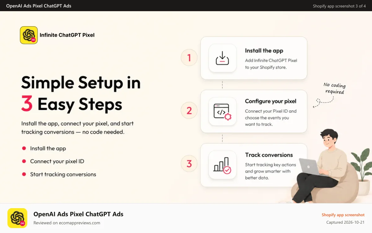 OpenAI Ads Pixel ChatGPT Ads Shopify app screenshot: ChatGPT Ads Tracking for Shopify