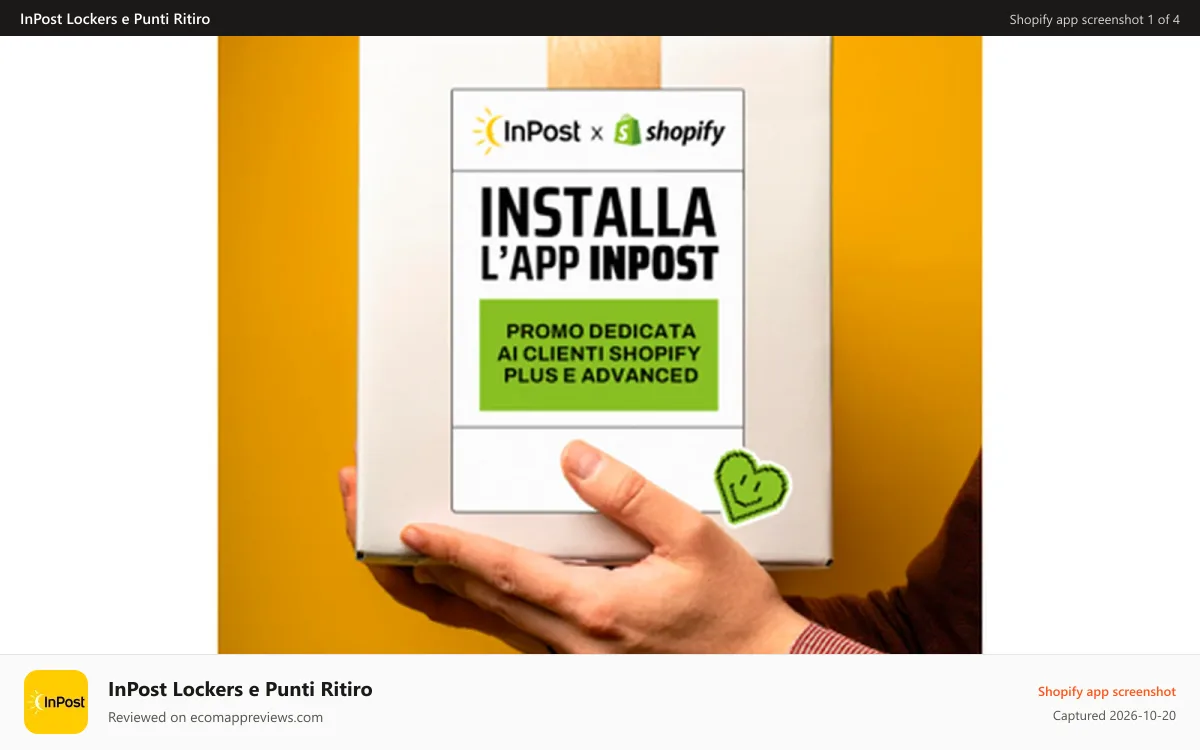 InPost Lockers e Punti Ritiro Shopify app screenshot: InPost X Shopify