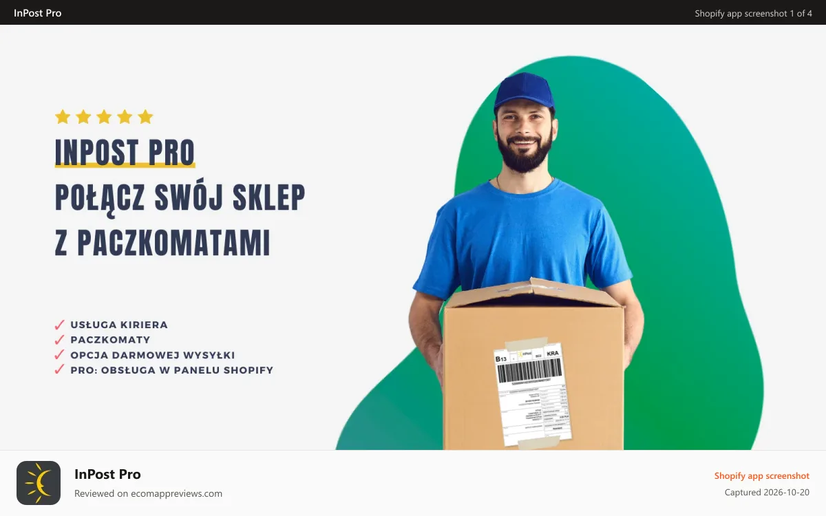 InPost Pro Shopify app screenshot: InPost Pro | Integracja paczkomatów i kuriera z Twoim sklepem