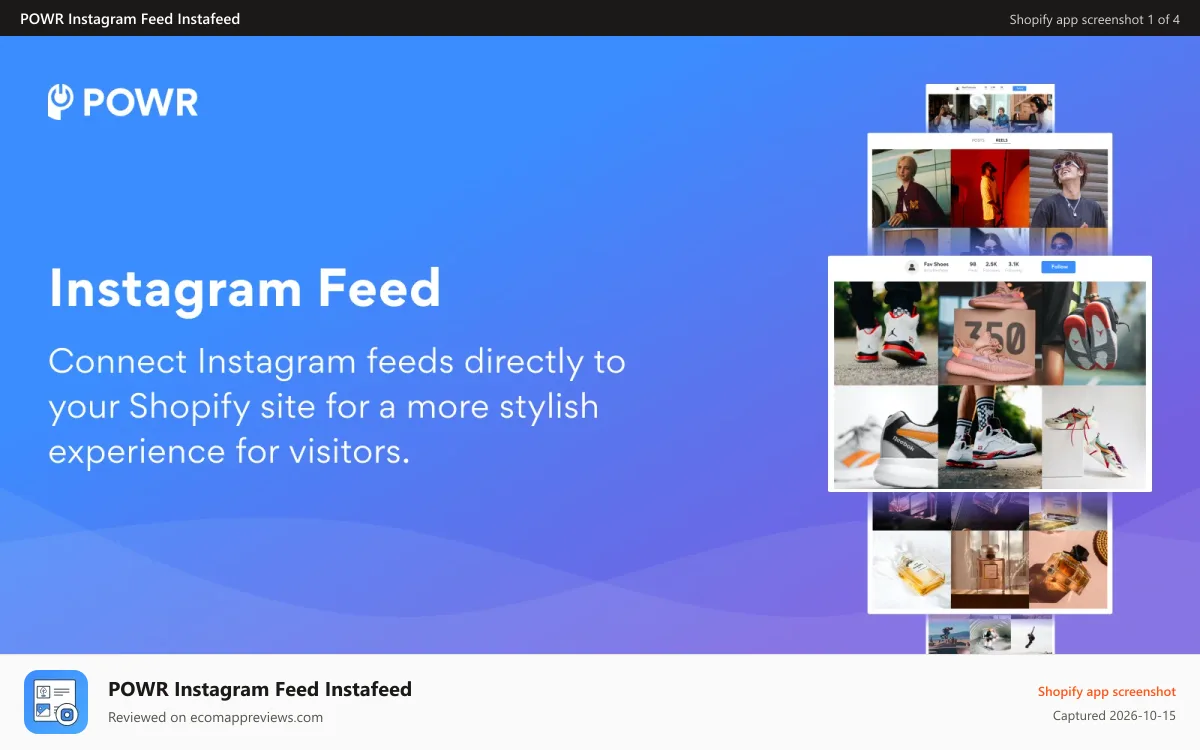 POWR Instagram Feed Instafeed Shopify app screenshot: Add your Instagram feed + Reels to your store for more sales