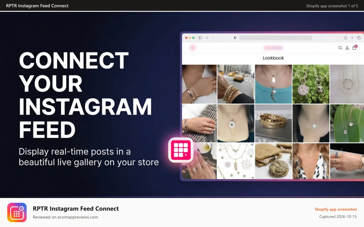 RPTR Instagram Feed Connect Shopify app screenshot: Raptor Instagram feed and slider pro