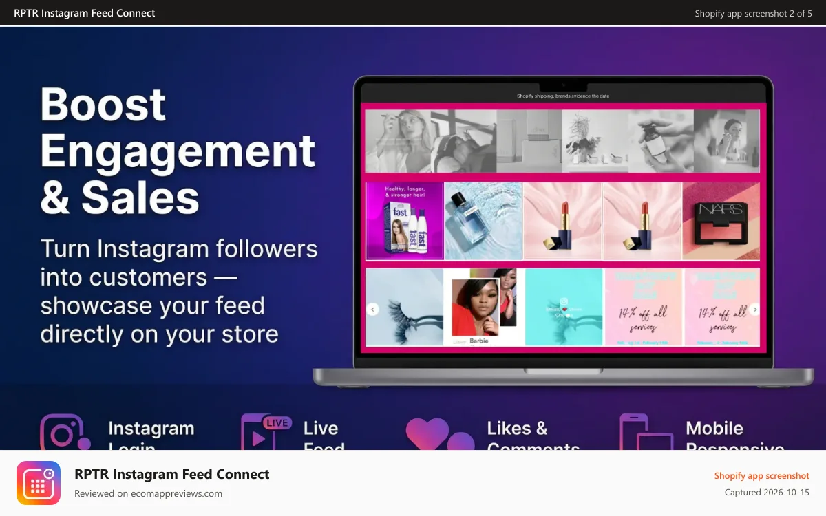 RPTR Instagram Feed Connect Shopify app screenshot: Instagram Feed