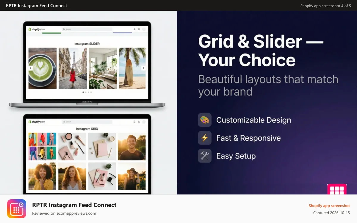 RPTR Instagram Feed Connect Shopify app screenshot: Instagram Feed