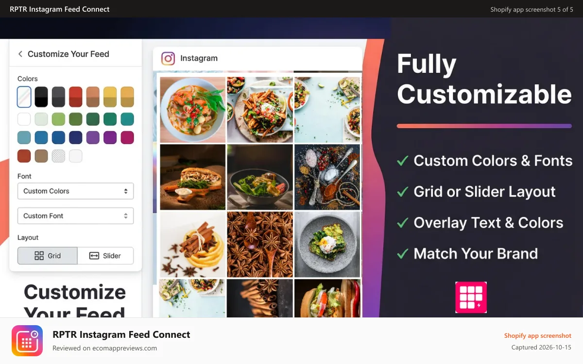 RPTR Instagram Feed Connect Shopify app screenshot: Instagram Feed Video