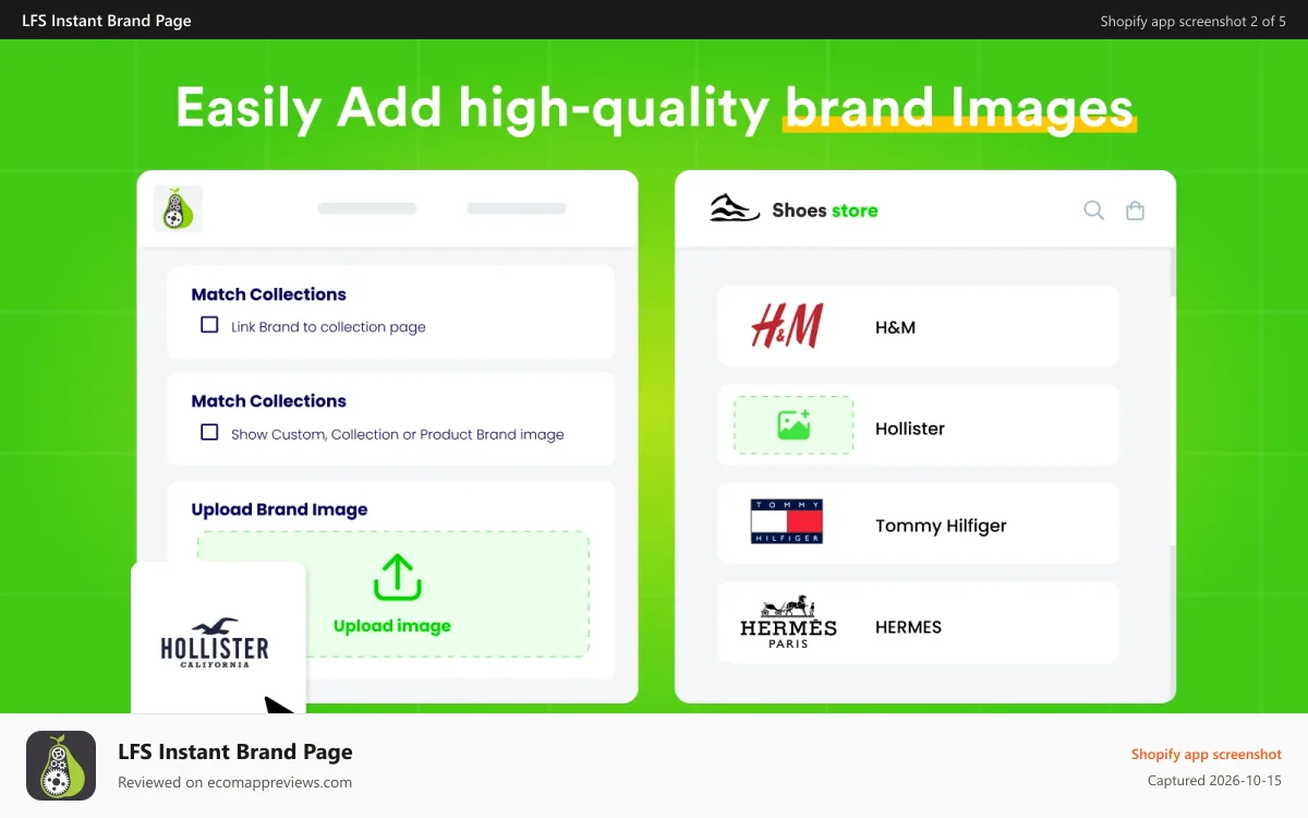 LFS Instant Brand Page Shopify app screenshot: Brand Page - Custom Images