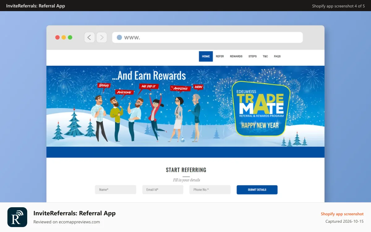 InviteReferrals: Referral App Shopify app screenshot: Referral and Loyalty Program