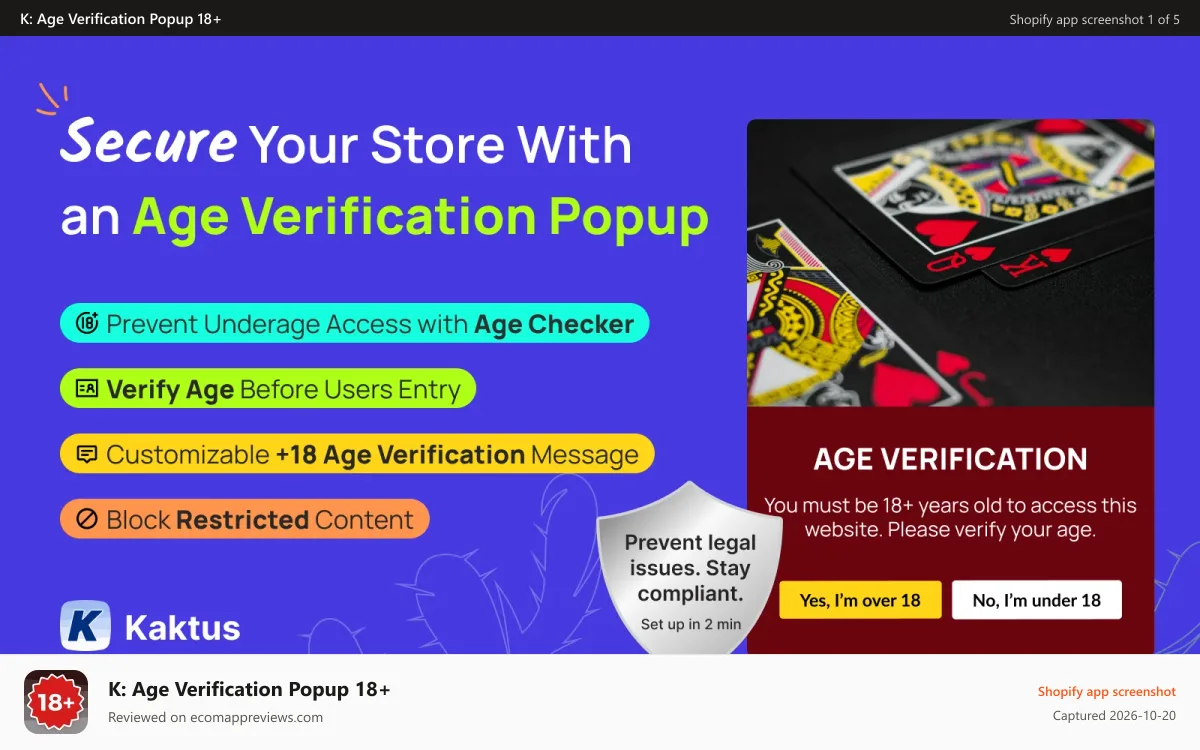 K: Age Verification Popup 18+ Shopify app screenshot: age_banner