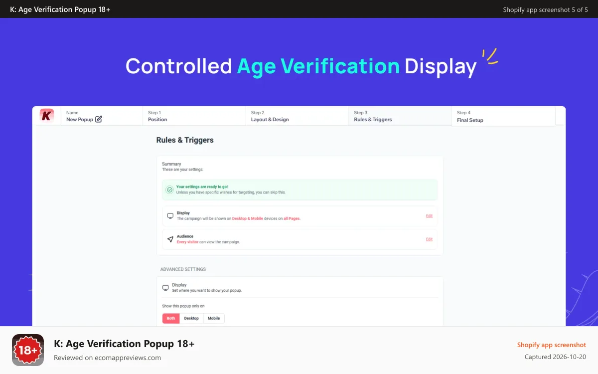 K: Age Verification Popup 18+ Shopify app screenshot: age_conditions