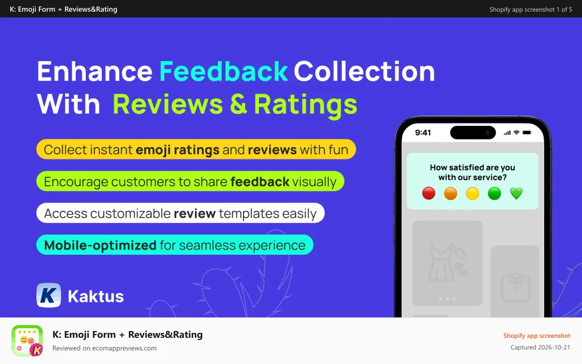 K: Emoji Form + Reviews&Rating Shopify app screenshot: Banner