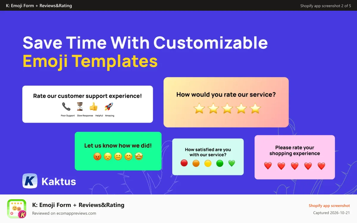 K: Emoji Form + Reviews&Rating Shopify app screenshot: Templates