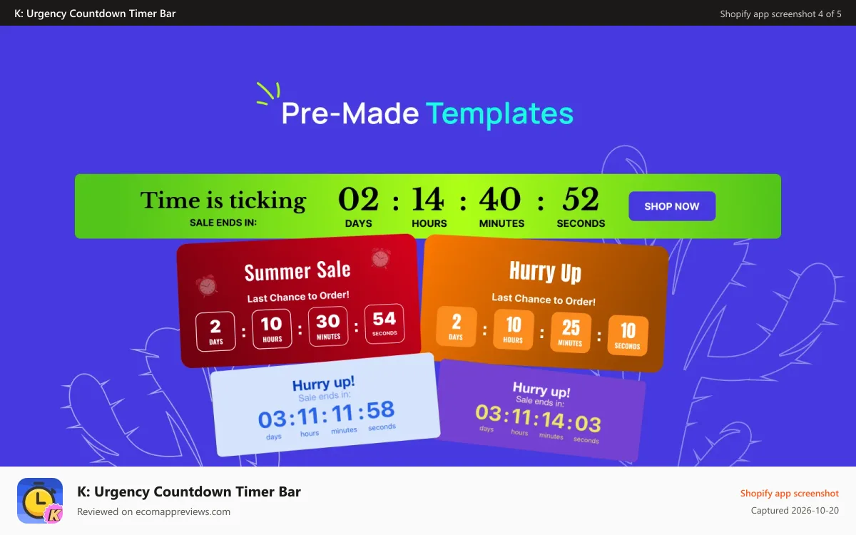 K: Urgency Countdown Timer Bar Shopify app screenshot: timer_bars