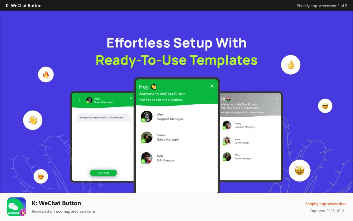 K: WeChat Button Shopify app screenshot: Templates