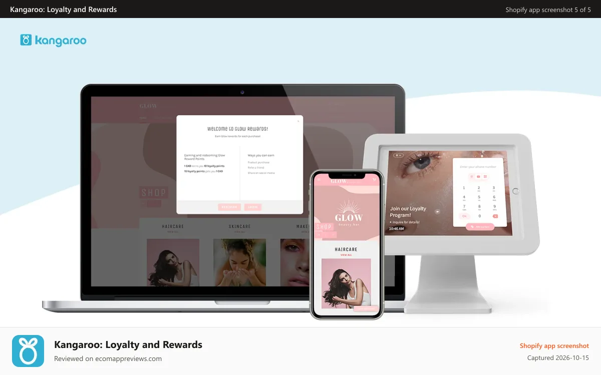 Kangaroo: Loyalty and Rewards Shopify app screenshot: Make your small business... BIGGER with a branded program.
