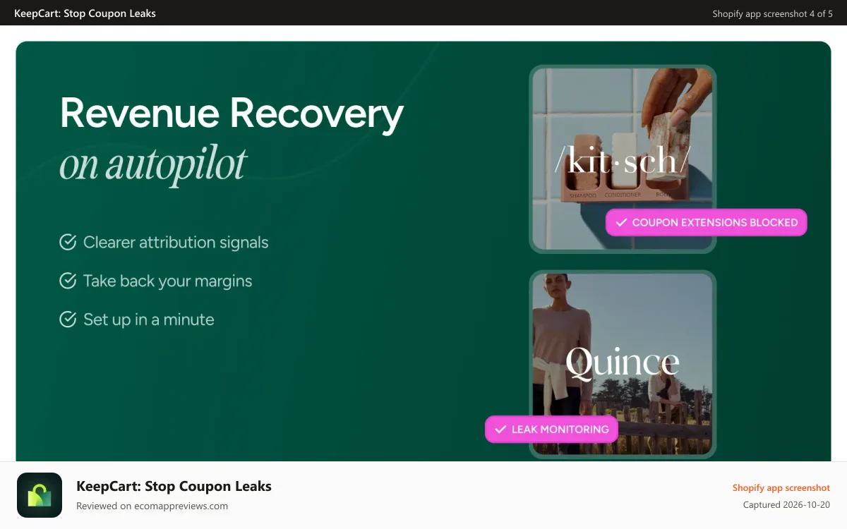 KeepCart: Stop Coupon Leaks Shopify app screenshot: Some of our brands