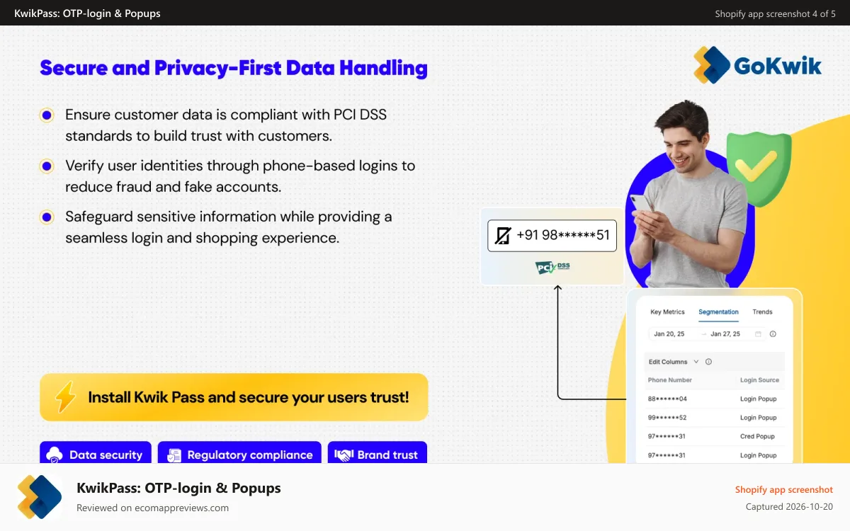 KwikPass: OTP‑login & Popups Shopify app screenshot: Popups