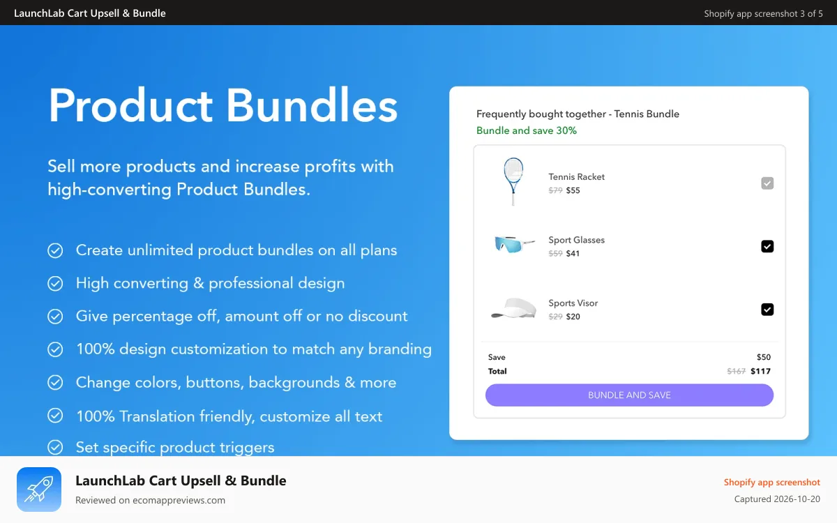 LaunchLab Cart Upsell & Bundle Shopify app screenshot: Quantity Break, Quantity Break, Quantity Break, Quantity Break