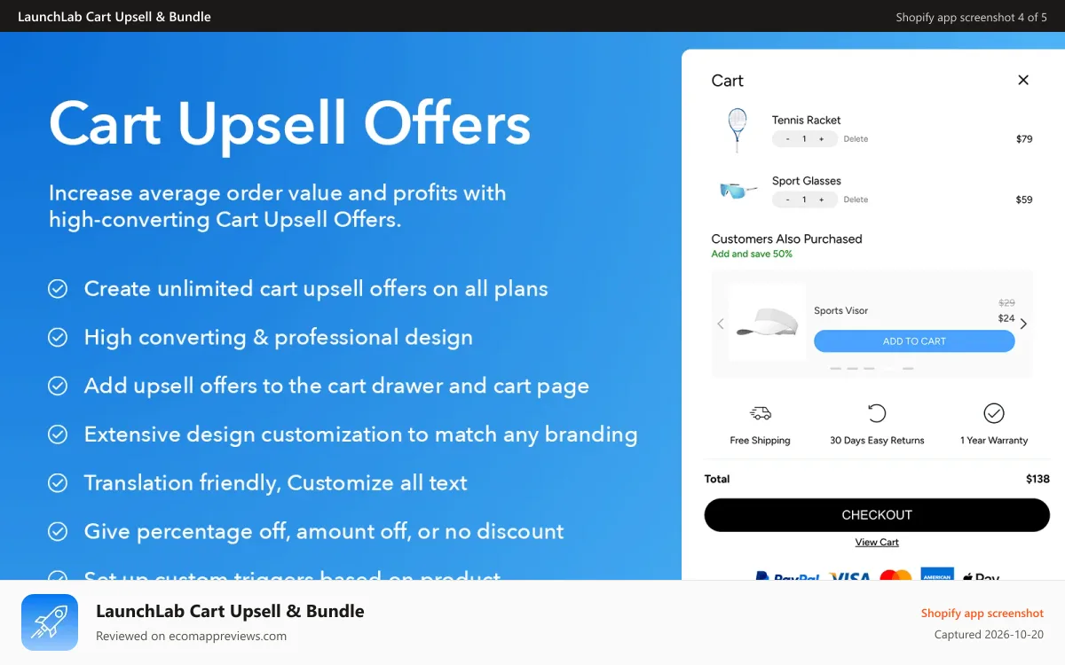 LaunchLab Cart Upsell & Bundle Shopify app screenshot: Product Bundle, Product bundle, Product bundle, bundle, bundle