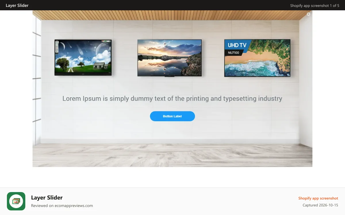 Layer Slider Shopify app screenshot: Slider (front view)