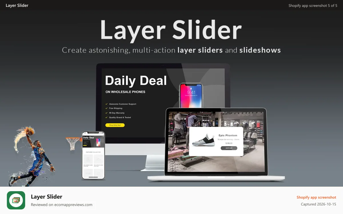 Layer Slider Shopify app screenshot: It is fully Responsive