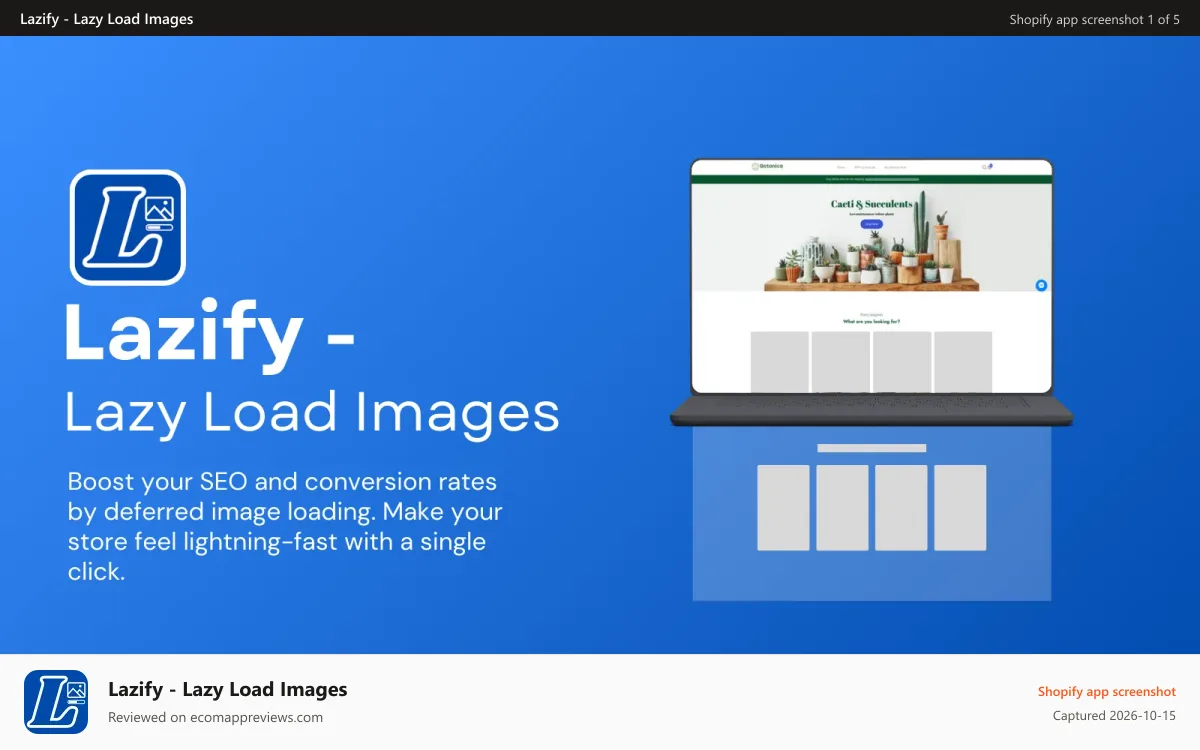 Lazify ‑ Lazy Load Images Shopify app screenshot: Lazify - lazy load images