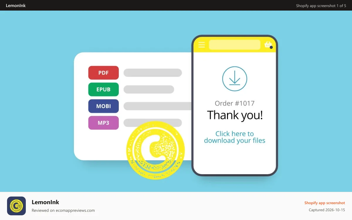 LemonInk Shopify app screenshot: Add ebook sales to your store