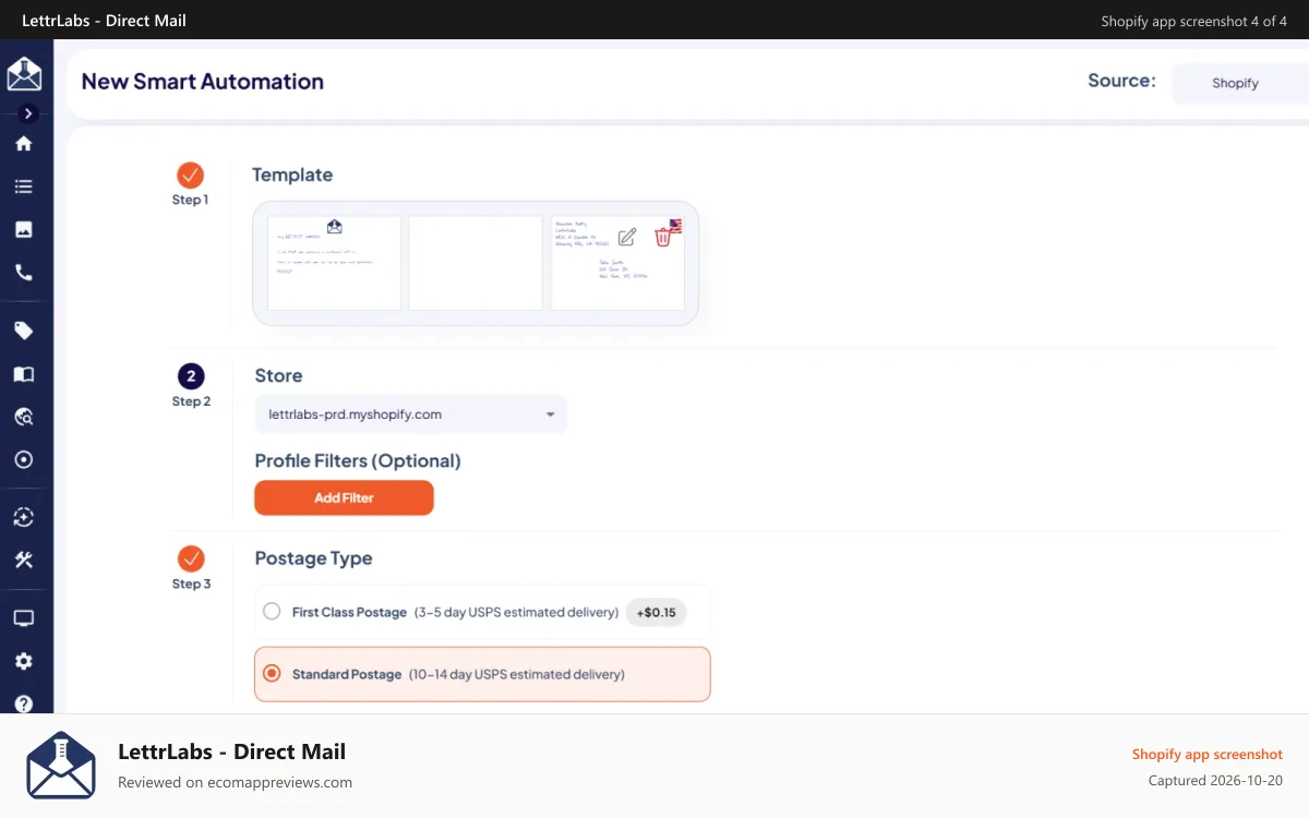 LettrLabs ‑ Direct Mail Shopify app screenshot: Shopify Smart Automation