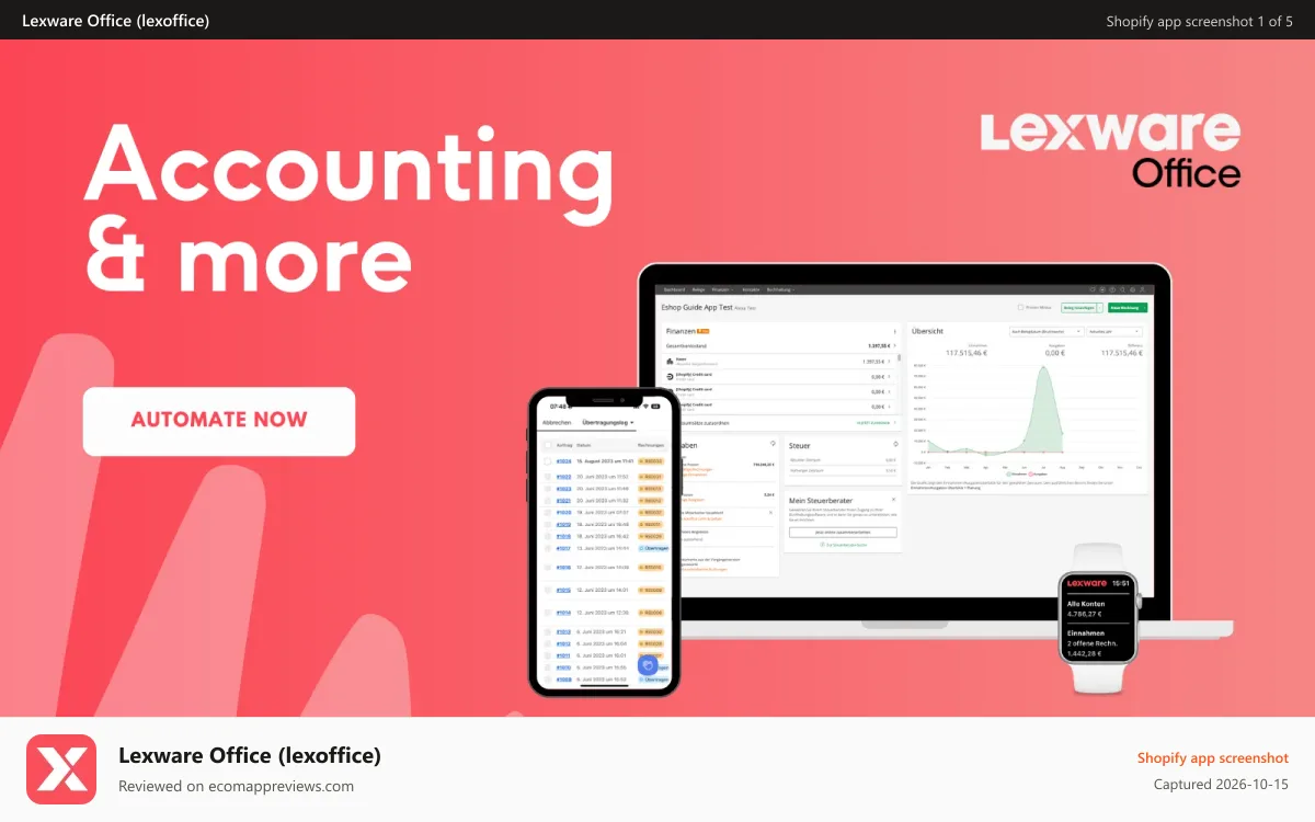 Lexware Office (lexoffice) Shopify app screenshot: lexware office integration shopify automated accounting