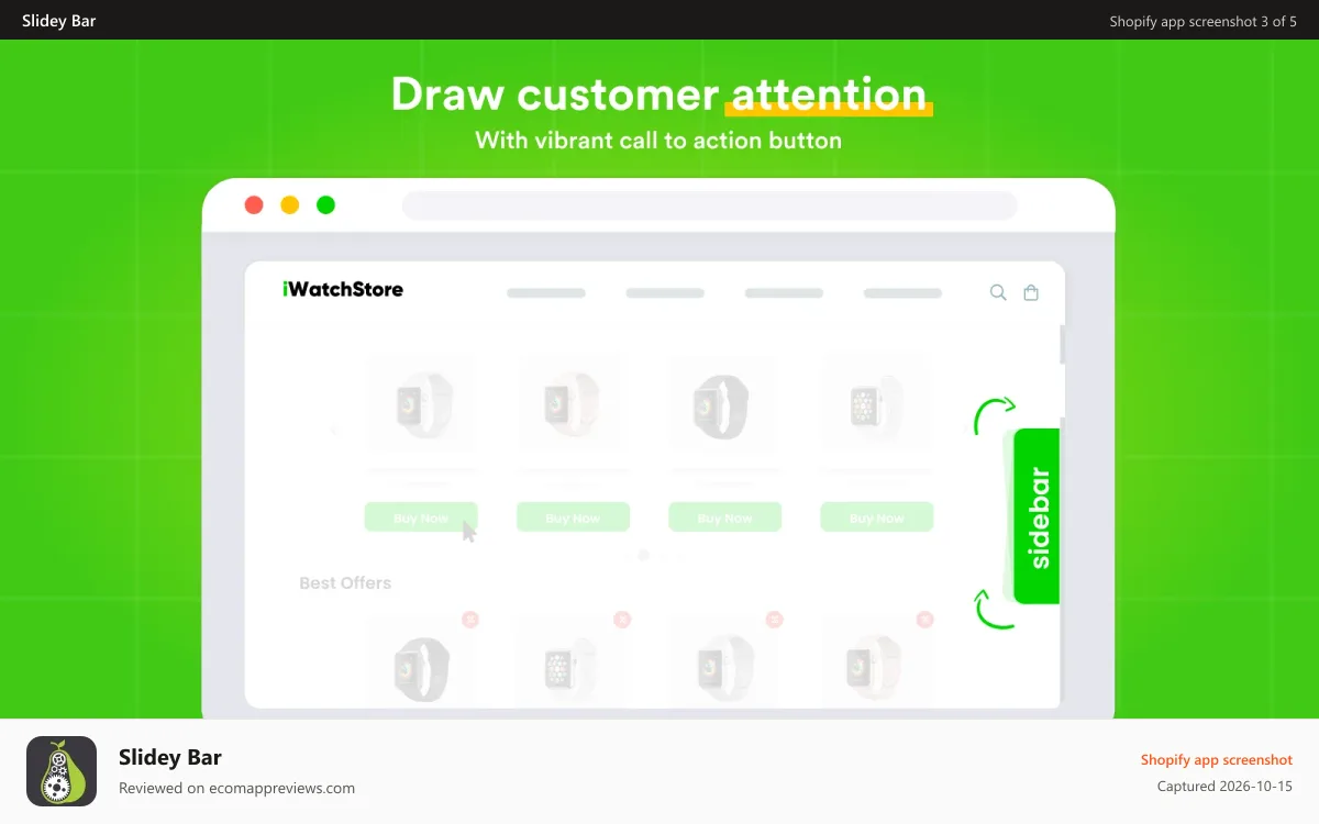 Slidey Bar Shopify app screenshot: Customisable open button