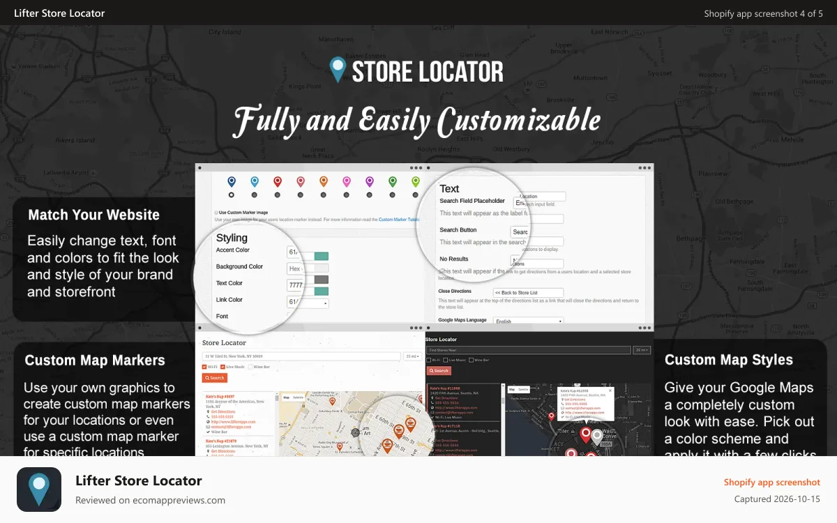 Lifter Store Locator Shopify app screenshot: Store Locator Desktop 3