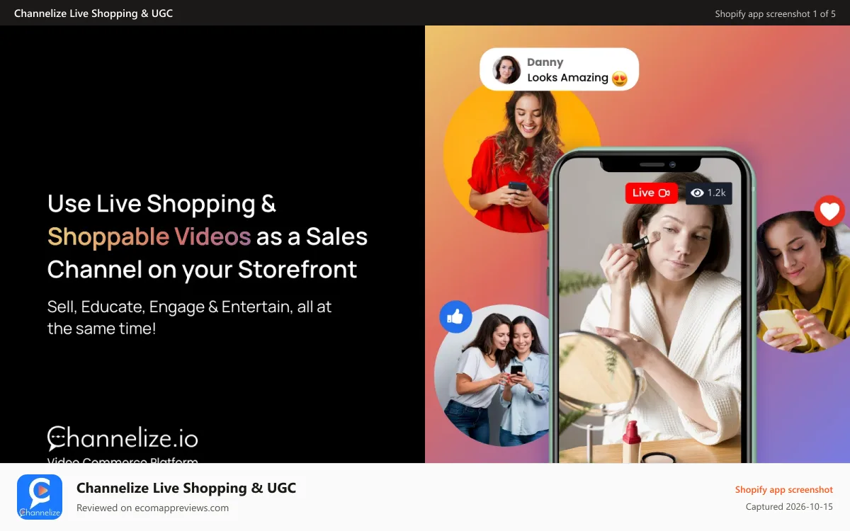 Channelize Live Shopping & UGC Shopify app screenshot: Live Selling Shows & Shoppable Videos to Boost Conversions