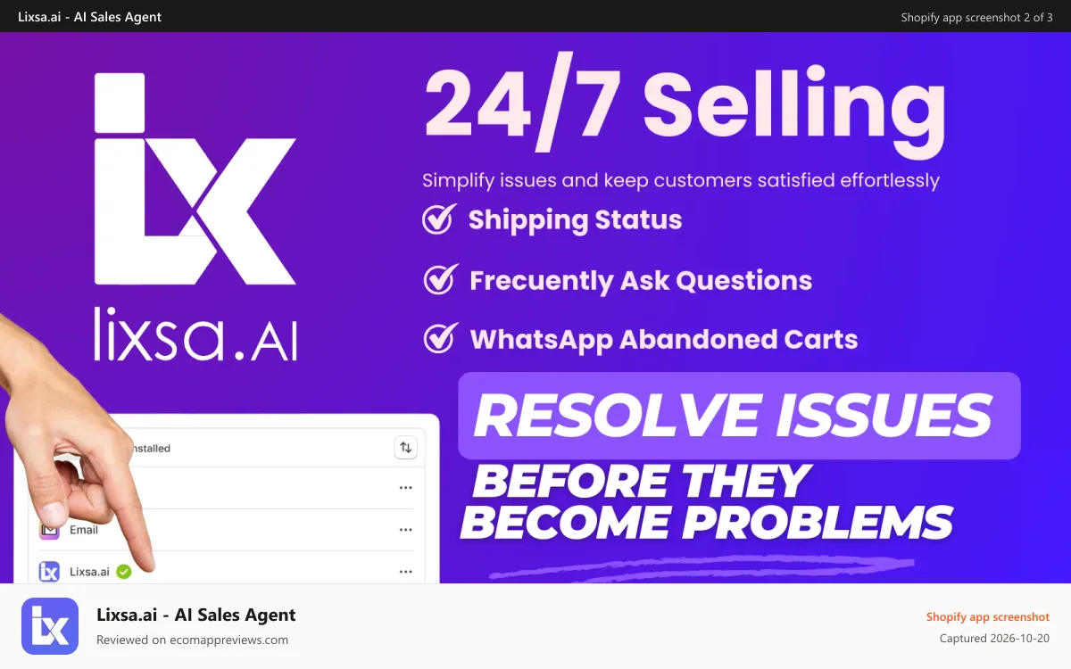 Lixsa.ai ‑ AI Sales Agent Shopify app screenshot: faq