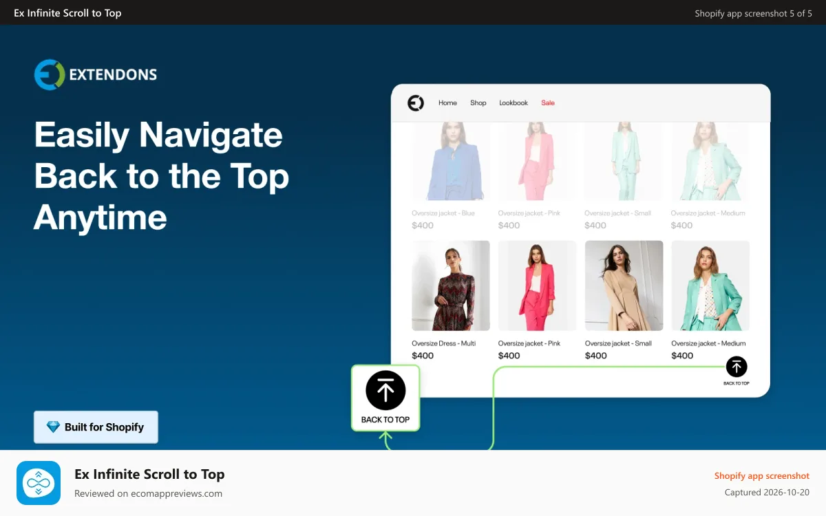 Ex Infinite Scroll to Top Shopify app screenshot: Variety of Animations to Load Products