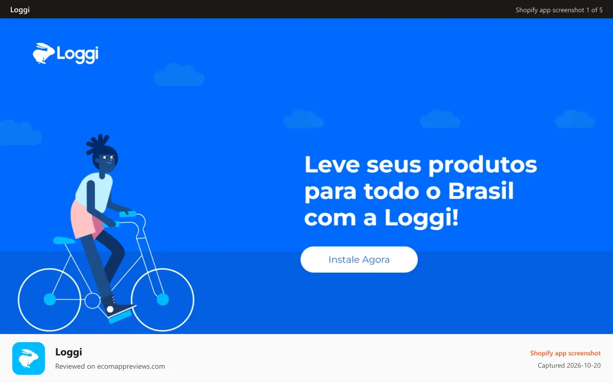Loggi Shopify app screenshot: Leve seus produtos para todo o Brasil com a Loggi.