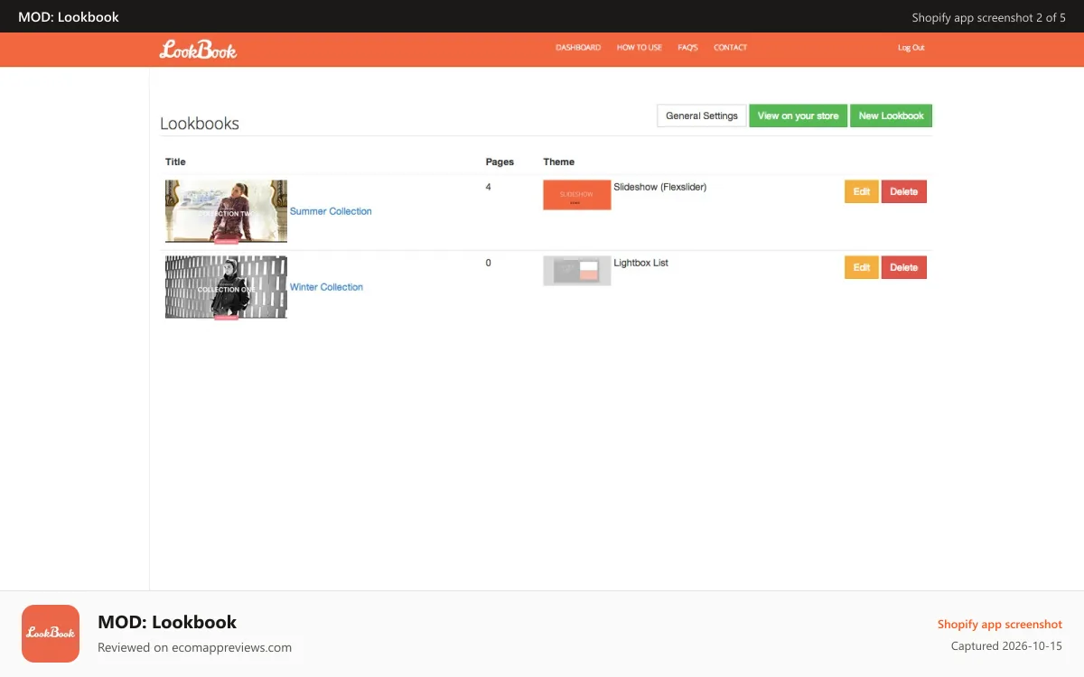 MOD: Lookbook Shopify app screenshot: Admin Multiple Lookbooks