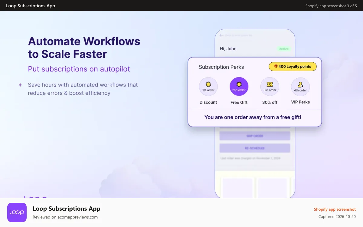 Loop Subscriptions App Shopify app screenshot: Customer loyalty program and subscription rewards management