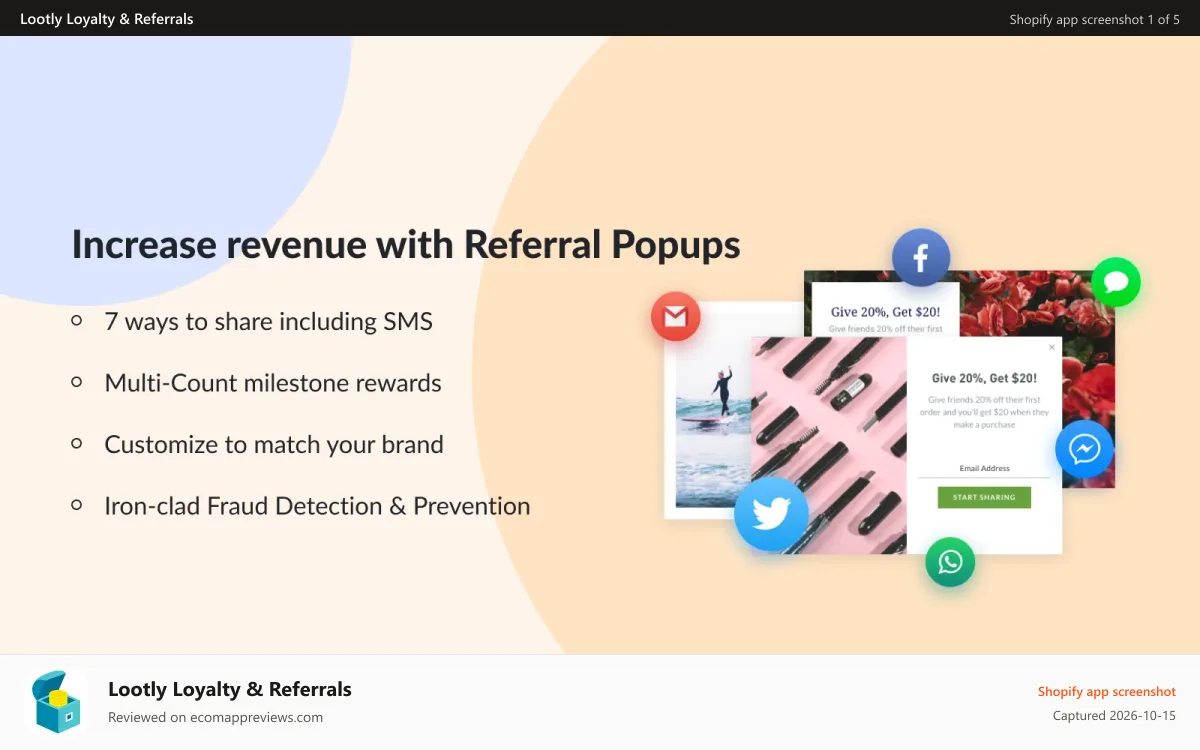 Lootly Loyalty & Referrals Shopify app screenshot: Lootly Referral Marketing