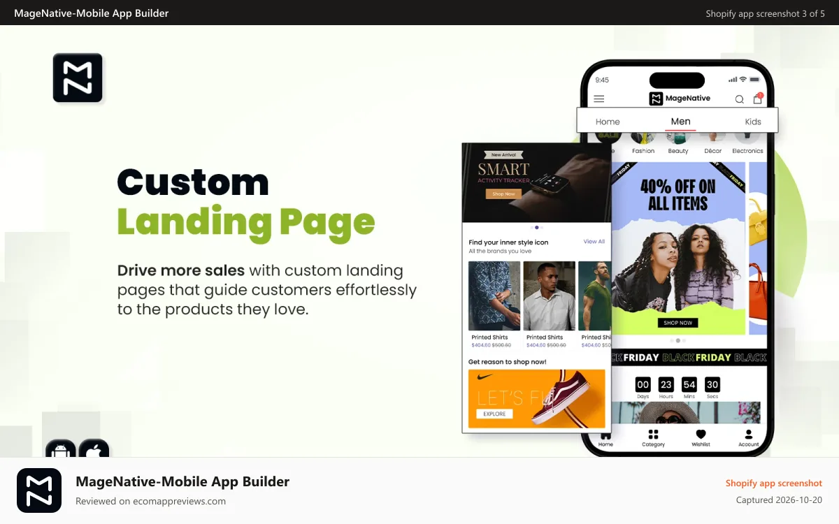 MageNative‑Mobile App Builder Shopify app screenshot: Create a more streamlined and enjoyable shopping experience.