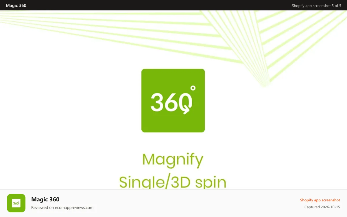 Magic 360 Shopify app screenshot: View gorgeous 360 product spins on any device