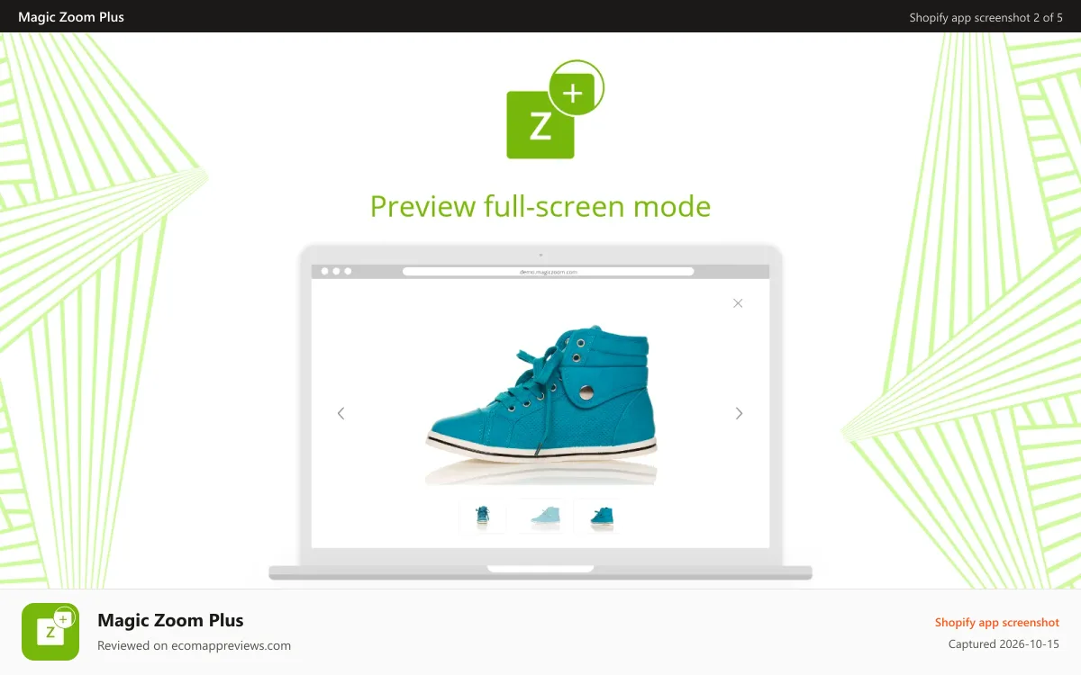 Magic Zoom Plus Shopify app screenshot: Gorgeous fullscreen zoom effect