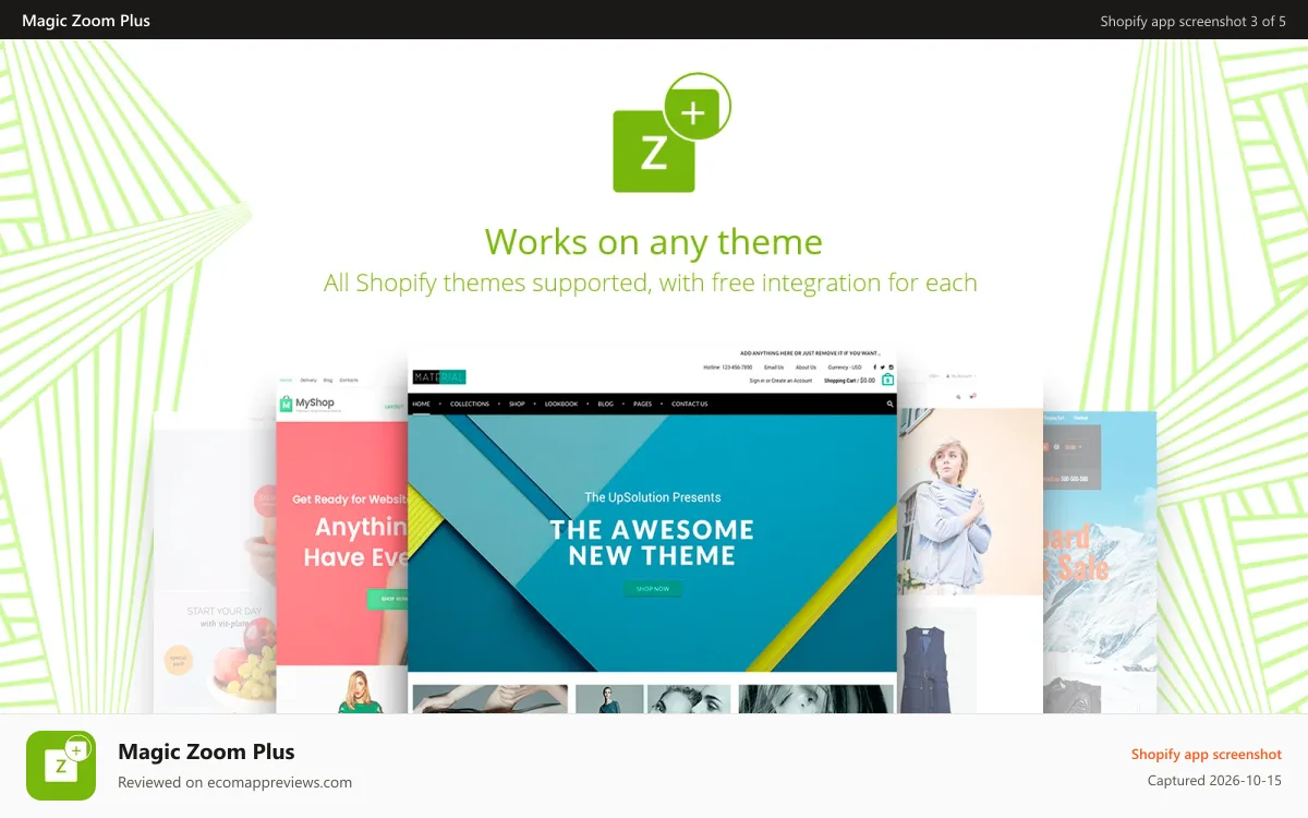 Magic Zoom Plus Shopify app screenshot: Product image zoom works on any Shopify theme