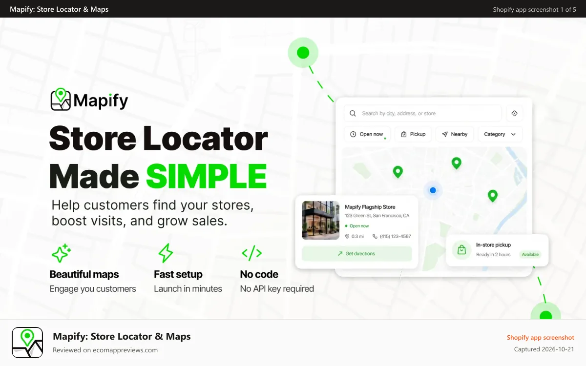 Mapify: Store Locator & Maps Shopify app screenshot: Help Customers Find You Faster With An Interactive Map