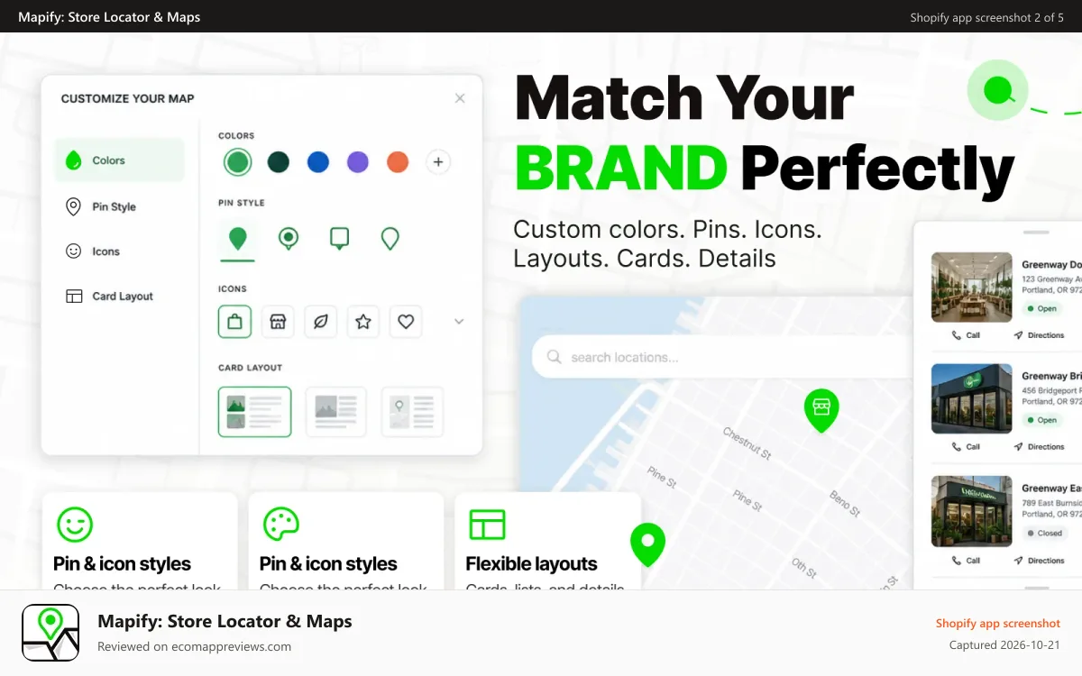 Mapify: Store Locator & Maps Shopify app screenshot: Make Your Map Match Your Brand